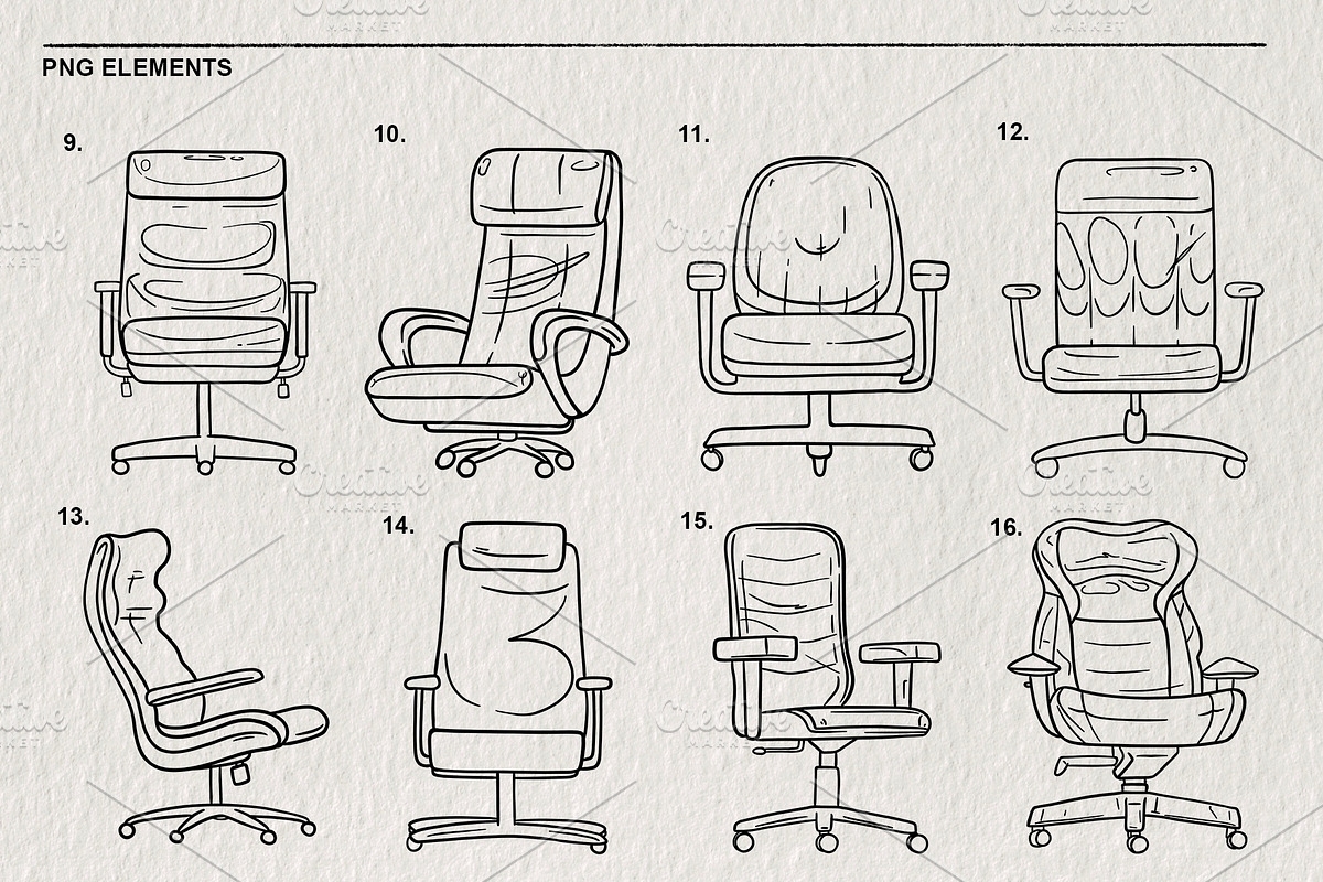 Office chair set 23 PNG, a Work Illustration by LOKSKIH (Photo 4 of 5)