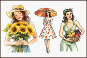 Summer Vintage Woman Clipart, an Illustration by Sublimation Artist (Thumbnail 3 of 6)