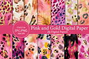 Pink and Gold Leopard Digital Paper, an Illustration by Designworld (Thumbnail 1 of 5)
