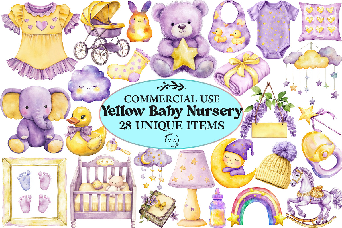 Yellow Light Lilac Baby Nursery PNG, an Illustration by Craft Nest (Photo 1 of 6)