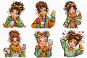 Cozy Autumn Selfie Girls Clipart, a Seasonal Illustration by Craft Nest (Thumbnail 5 of 12)