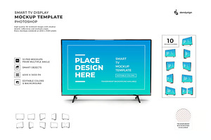 Smart TV Display Mockup Template Set, a Device Mockup by DesignRushMarket