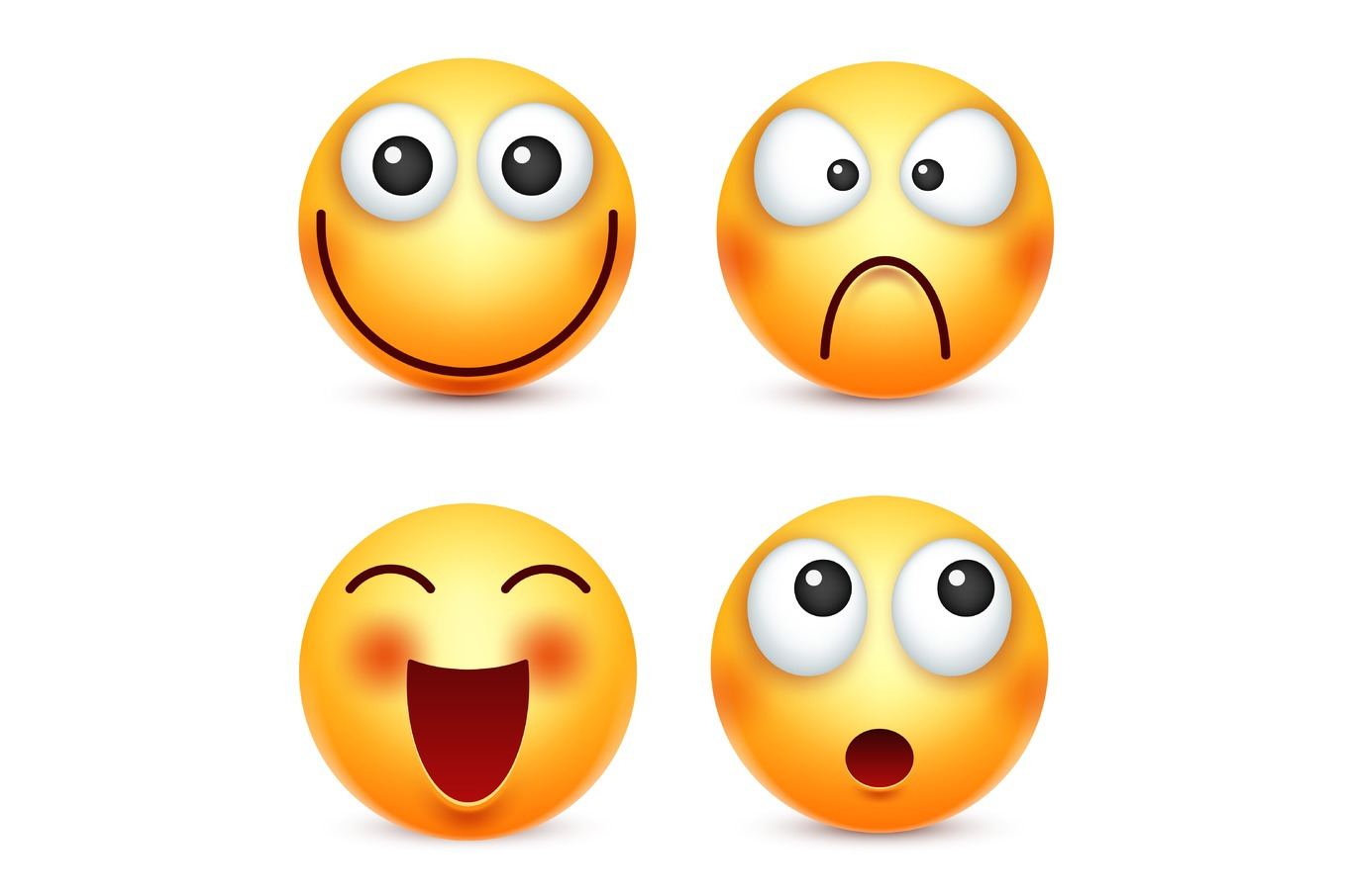 Smiley,emoticons set. Yellow face with emotions. Facial expression. 3d ...