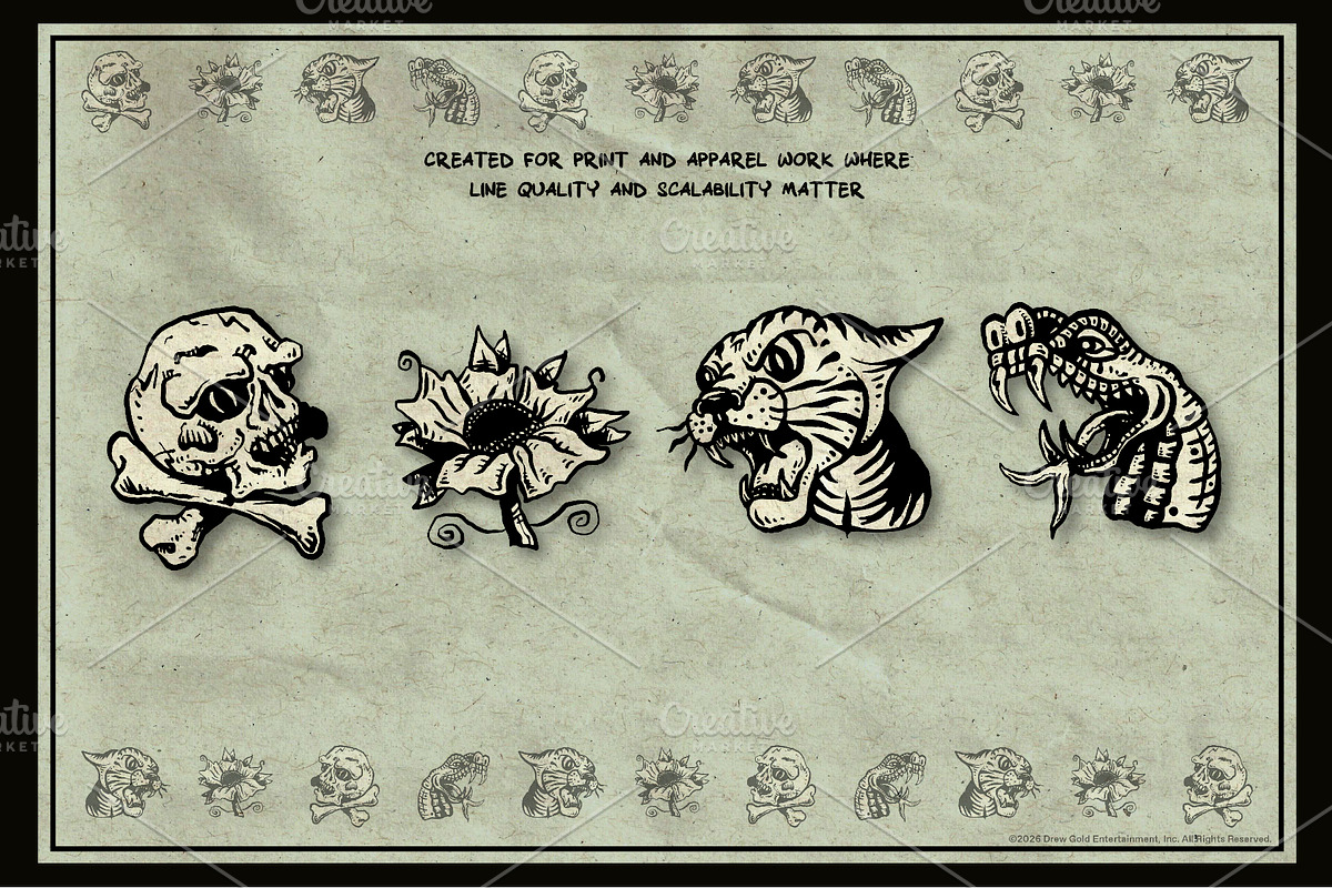 Old Flash Hand-Drawn Art Pack, a Decorative Illustration by Fuzzy Poet by DG2 (Photo 2 of 3)