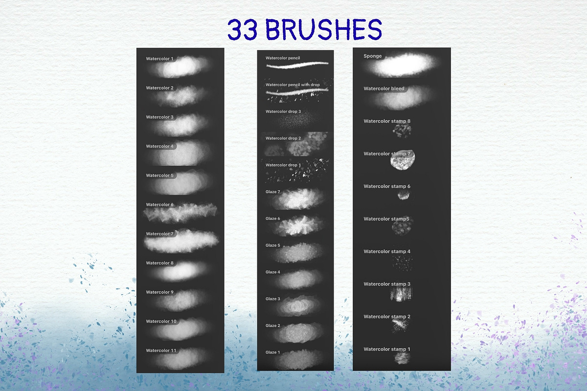 Watercolor Procreate Brushes, a Brush Add-On by Elatedowl (Photo 5 of 6)