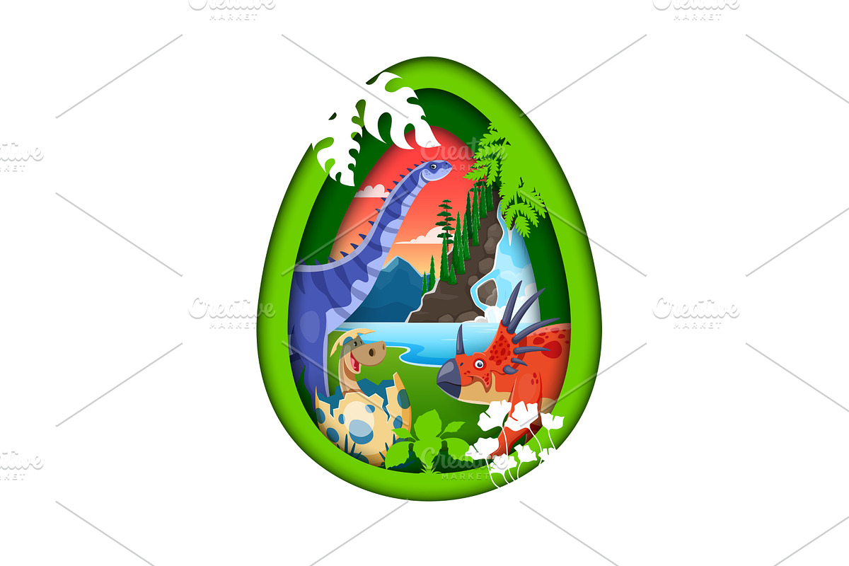 Paper cut dino egg, an Animal Illustration by Vector Tradition