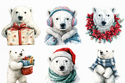 Christmas Polar Bears Clipart, an Illustration by Craft Nest (Thumbnail 3 of 6)