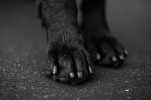 Closeup of black retriever dog paw, an Animal Photo by AlyaAnd