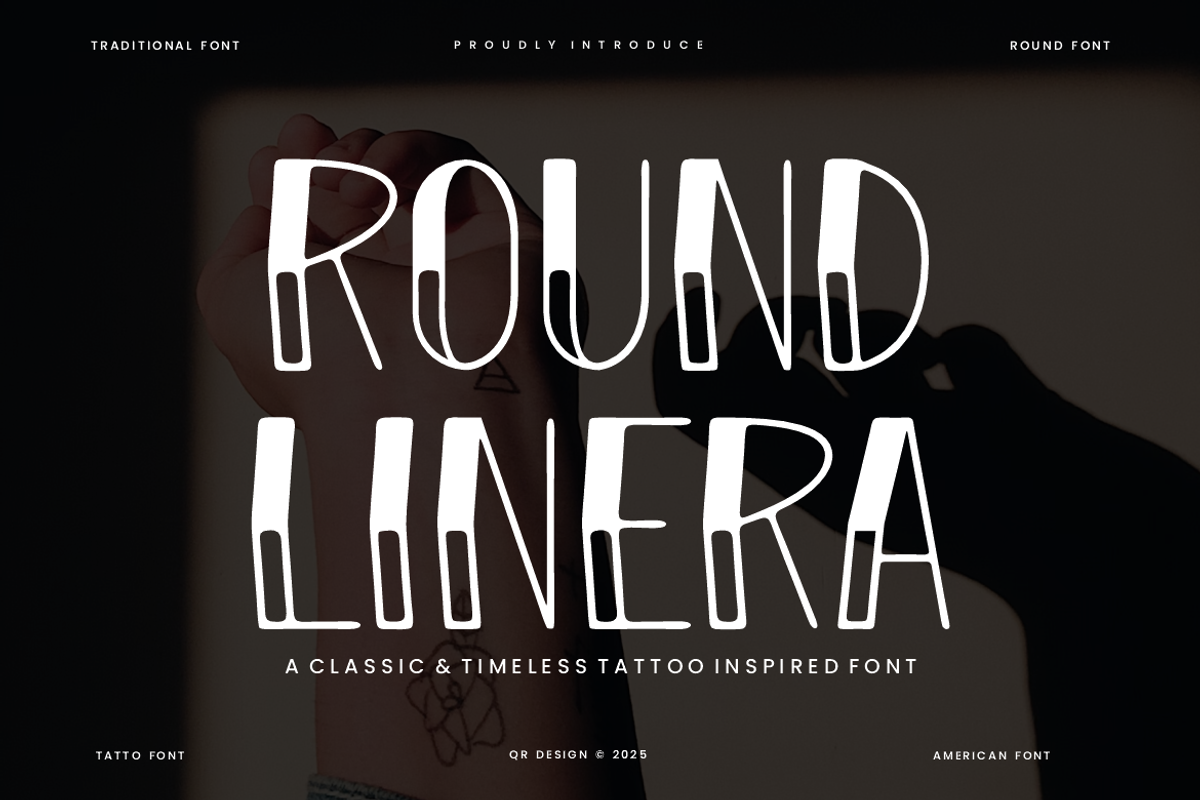 Round Linera - Classic Tattoo Font, a Sans Serif Font by QR Design Studio (Photo 3 of 6)