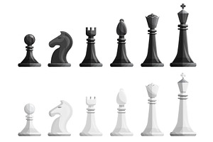 Chess icons set, cartoon style, an Object Illustration by Ylivdesign
