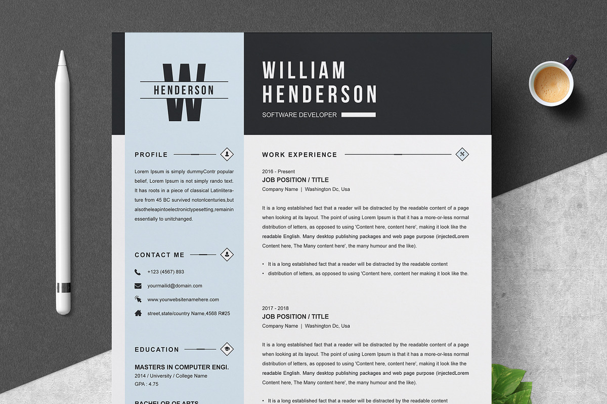 Professional Resume Template, a Resume Template by ResumeInventor (Photo 1 of 6)