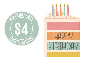 5 x 7 Birthday Cake Greeting Card