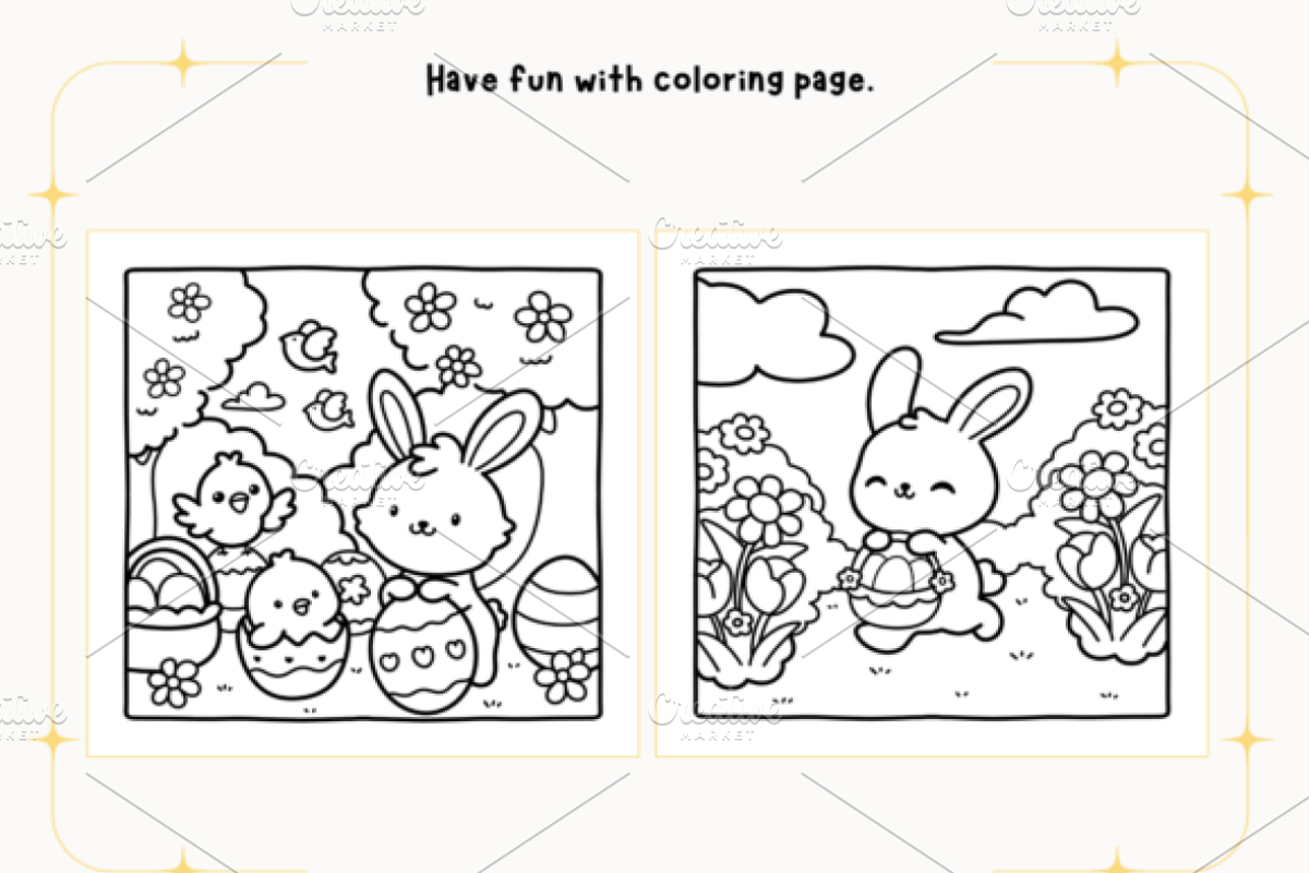 Easter Spring Coloring Pages, a Seasonal Illustration by Design Station (Photo 2 of 4)