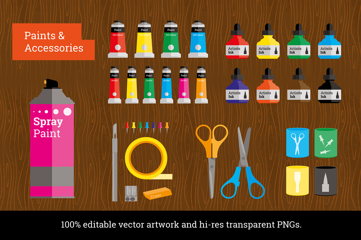 Art Supply Illustration Pack, a Work Illustration by Wingsart Studio (Photo 3 of 12)