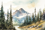 Watercolor Mountain Landscape, a Background Graphic by Printable Treasure (Thumbnail 4 of 7)