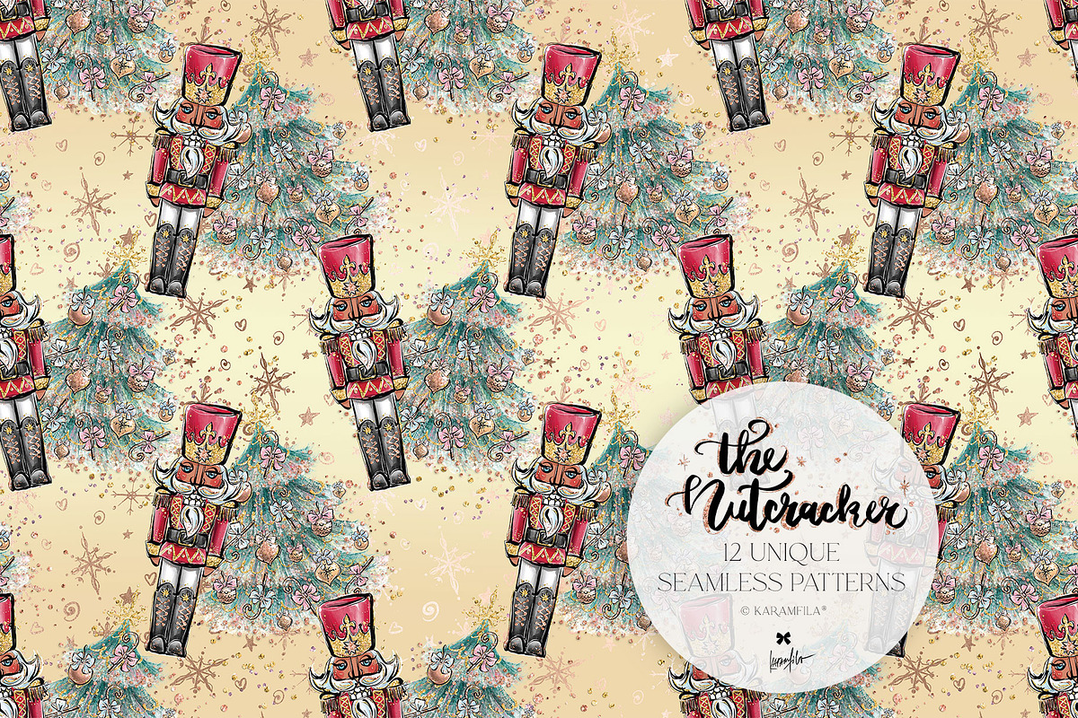 Nutcracker Christmas Magic Patterns, a Pattern Graphic by KaramfilaS (Photo 12 of 21)