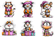 Christmas Cats Clipart, an Illustration by DreamArtGraphic (Thumbnail 3 of 5)