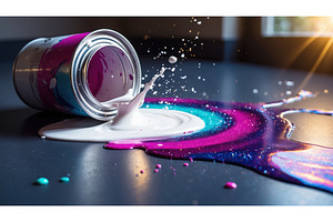 Spilled paint can with vibrant white, an Illustration by tilialucida