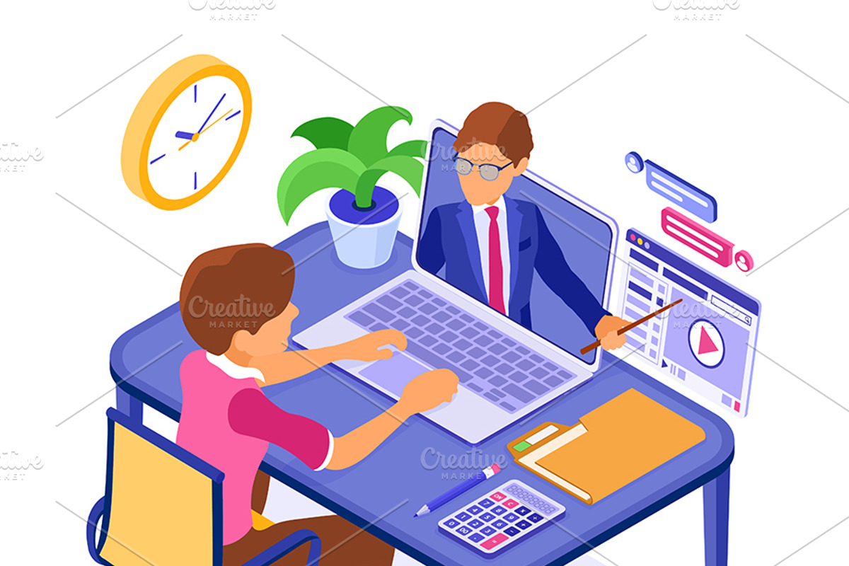 Online distance education from home, an Education Illustration by TAlex (Photo 2 of 6)