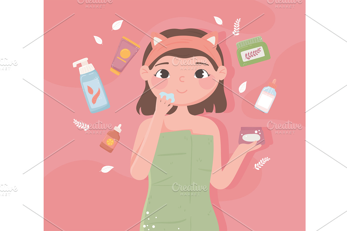 girl skincare products, a Person Illustration by studiogstock