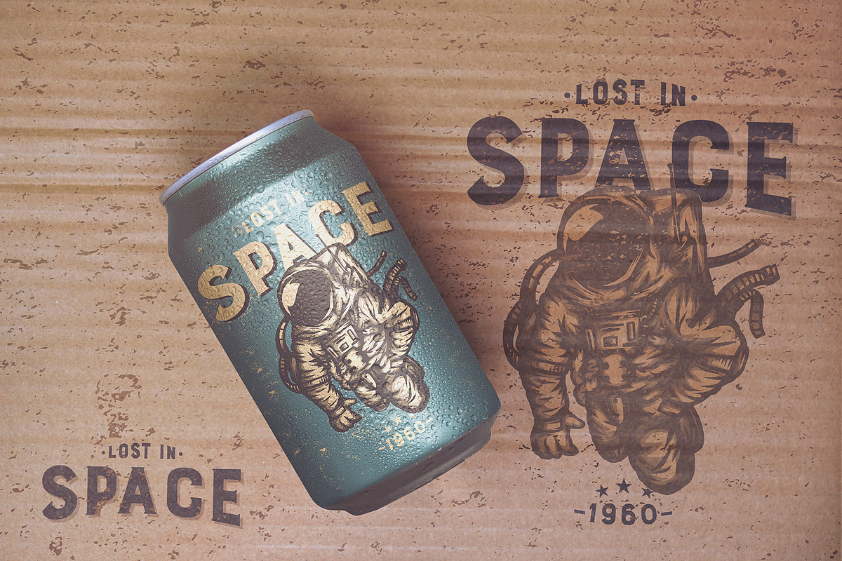 Distorted Paperboard Beer Can Mockup, a Packaging Mockup by SmartDesigns