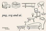 Retro Furniture Illustrations, a Decorative Illustration by ginni illustrations (Thumbnail 4 of 5)