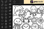130 Ocean Animals Procreate Stamps, a Brush Add-On by DrawingStoryShop (Thumbnail 6 of 6)