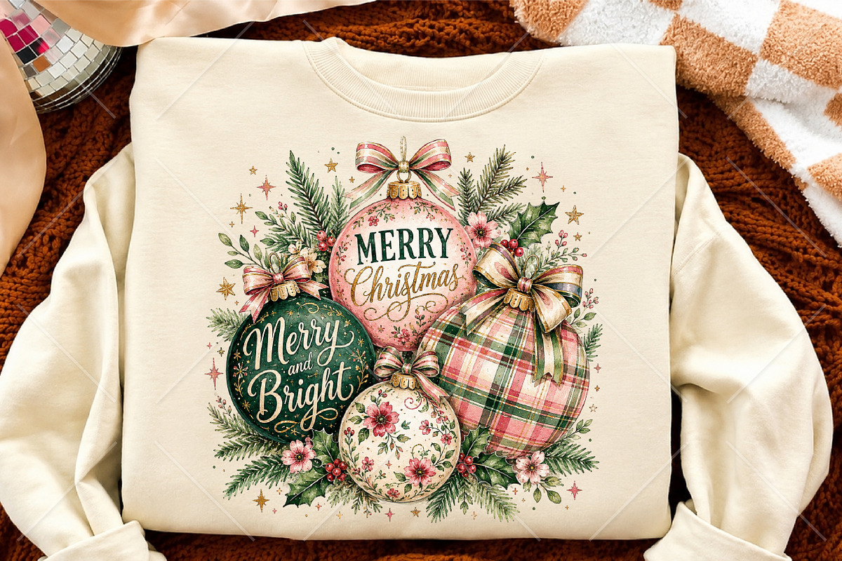 Preppy Merry Christmas Ornament PNG, a Seasonal Illustration by Canvas Craft (Photo 4 of 6)