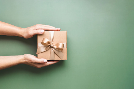 Female hands holding gift box