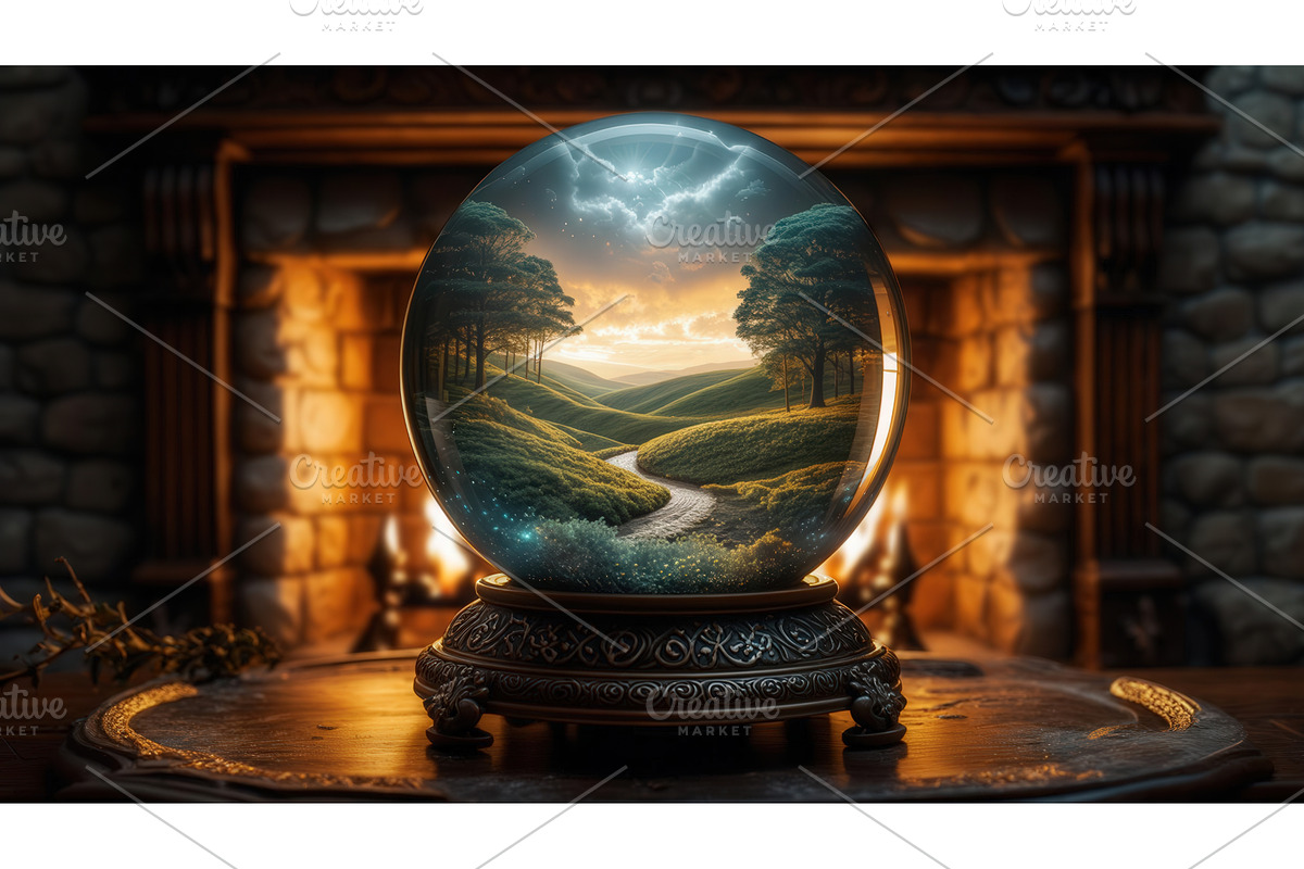 Enchanted crystal ball with a, an Illustration by tilialucida
