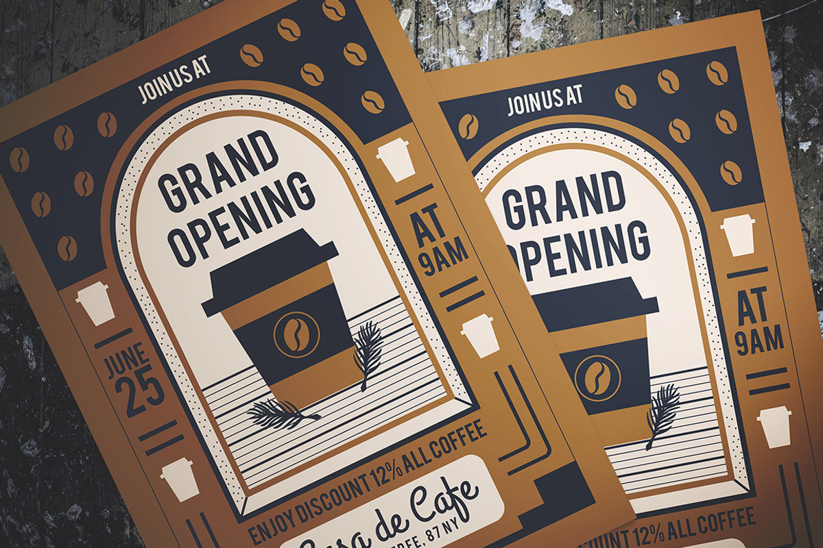 Cafe Grand Opening Flyer, a Flyer Template by Gumico Studio. (Photo 2 of 3)