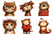 Whimsical Valentine Cat Clipart, an Illustration by Black Bird Studio (Thumbnail 2 of 6)