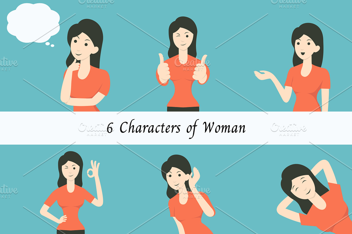 Woman in 6 gestures, a Healthcare Illustration by Smiley Creative (Photo 1 of 7)