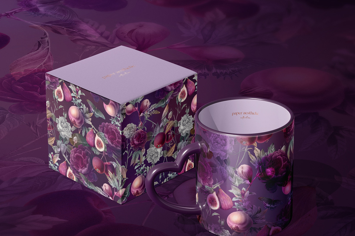 Purple Fruits & Flowers Paper Pack, a Pattern Graphic by paper aesthetic (Photo 6 of 7)