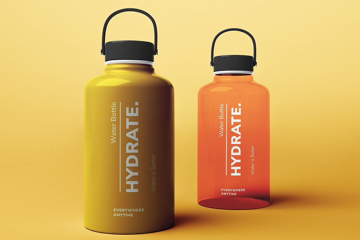 64 OZ Water Bottle Mockup Set, a Packaging Mockup by Mirachma Project (Photo 8 of 9)