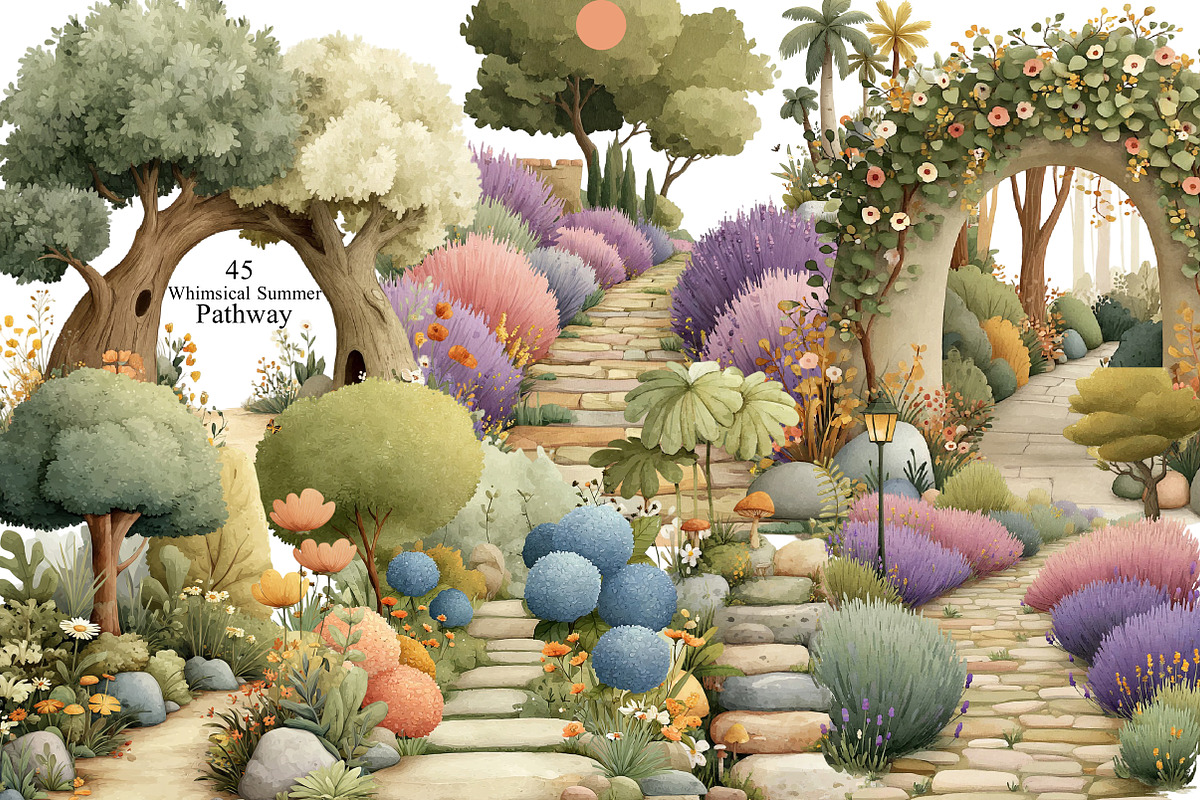 Whimsical Summer Pathway Clipart, an Illustration by DreamArtGraphic (Photo 1 of 8)