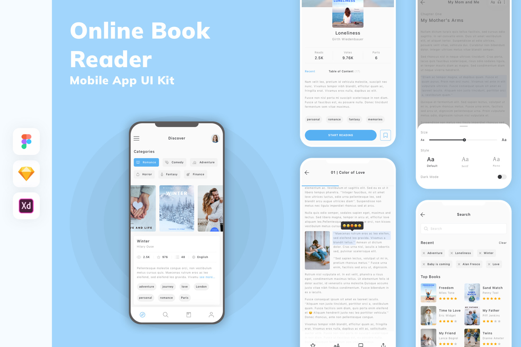 Online Book Reader Mobile App UI Kit, an UI Kit Template by uicube