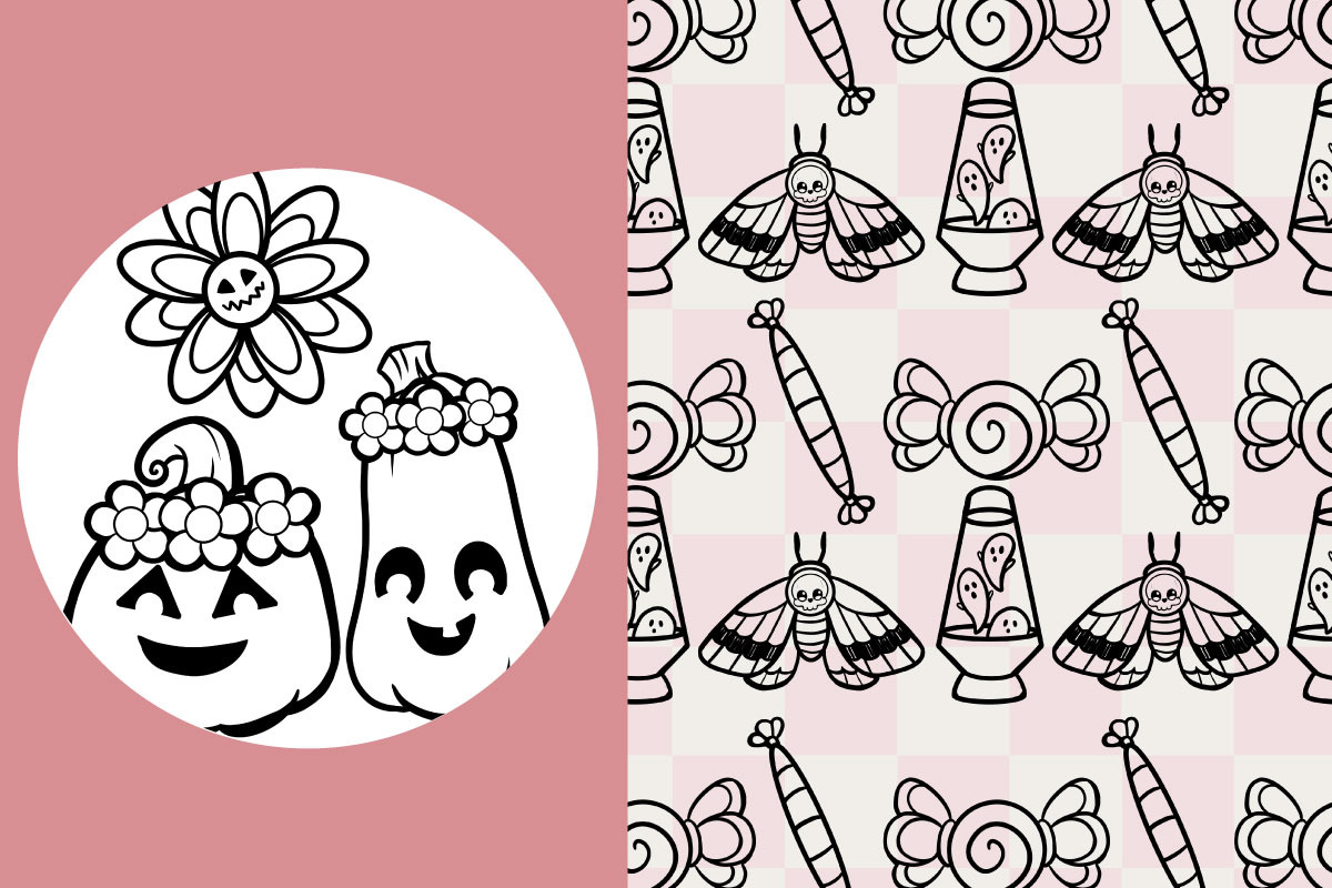 Boho Halloween Line Drawings, a Seasonal Illustration by TheClipAtelier (Photo 3 of 3)