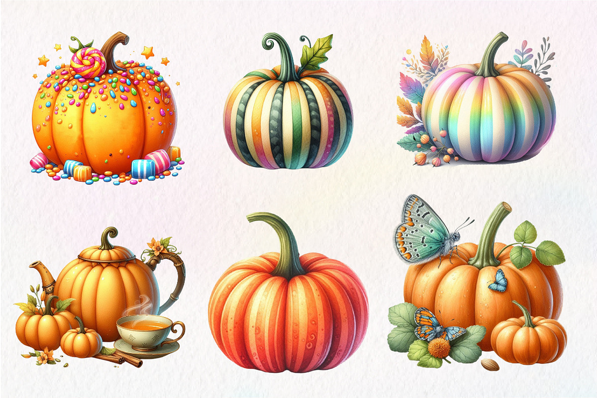 Whimsy Pumpkin Clipart PNG, an Illustration by Dream Creation (Photo 6 of 7)