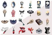 Watercolor Dark Gothic Core Clipart, an Illustration by Design Market (Thumbnail 2 of 3)
