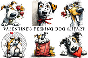 Funny Valentine's Peeking Dog Clipar, an Illustration by OK Design (Thumbnail 2 of 6)