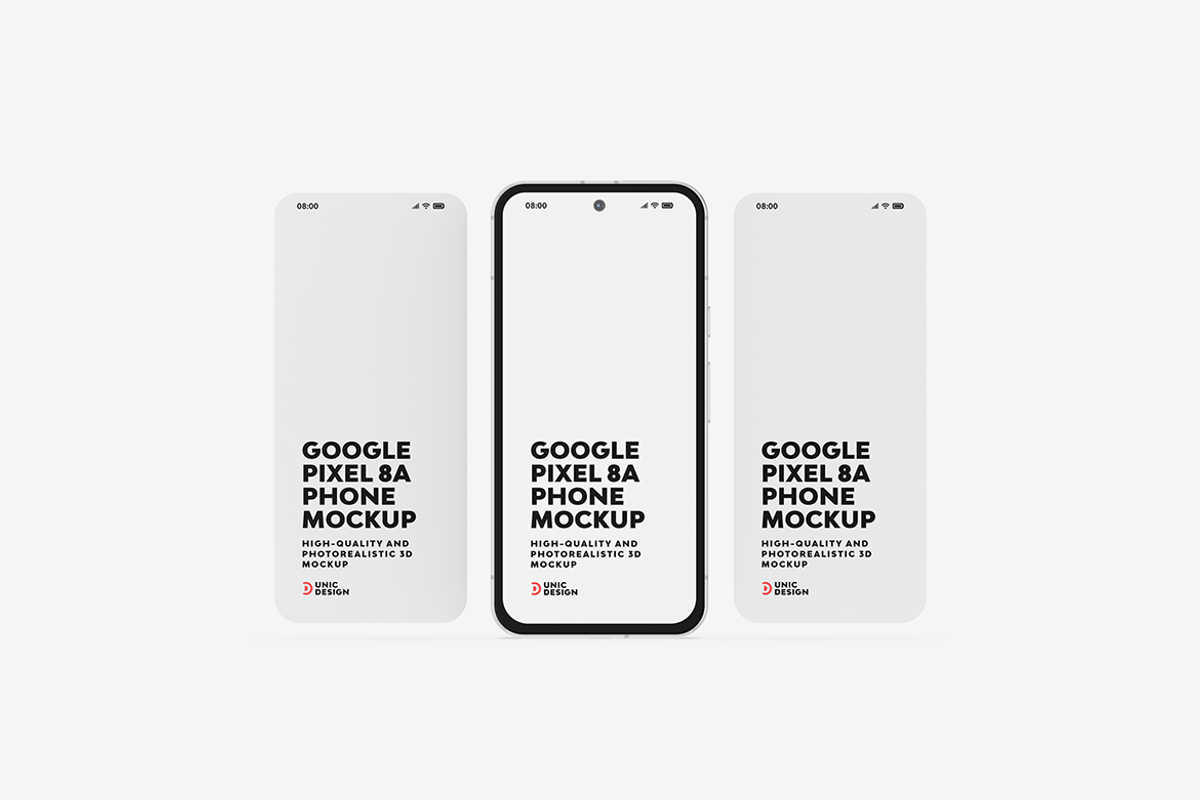 Google Pixel 8A Phone Mockup, an Android Mockup by UnicDesign (Photo 8 of 15)