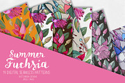Summer Fuchsia Seamless Pattern Set, a Pattern Graphic by Sketchbook Designs (Thumbnail 8 of 10)
