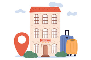 Five star hotel buildings with, an Object Illustration by Vectorbuum