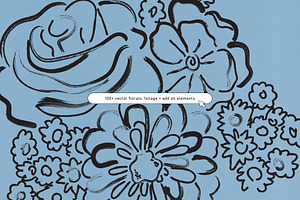 Brushed Spring Floral Vector Clipart