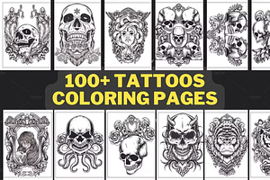 100+ Tattoos Coloring Pages, an Illustration by ThePhoton