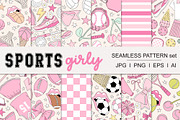 Coquette Girlie Sports pattern set, a Pattern Graphic by @olga.angelloz (Thumbnail 1 of 2)
