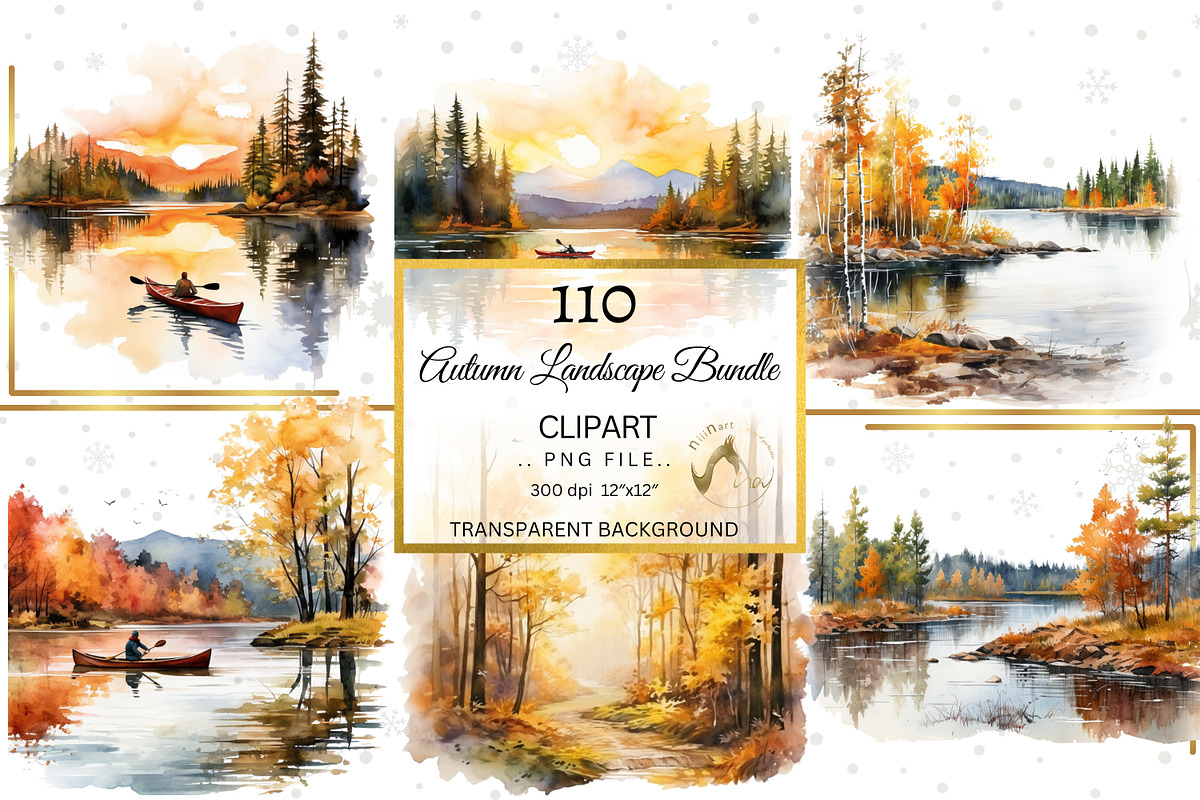 Watercolor Autumn Landscape Clipart, an Illustration by NiiiNArt (Photo 8 of 10)