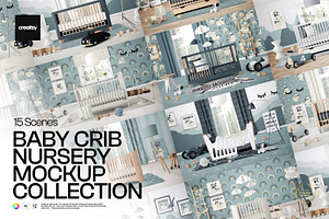 Baby Crib Nursery Mockup Collection, a Household Mockup by creatsy5