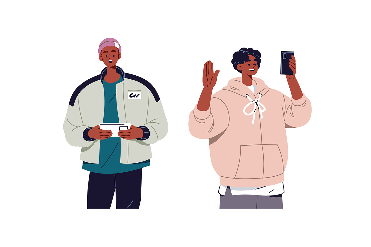 People with smartphones set, a Person Illustration by PaperTrident (Photo 6 of 6)